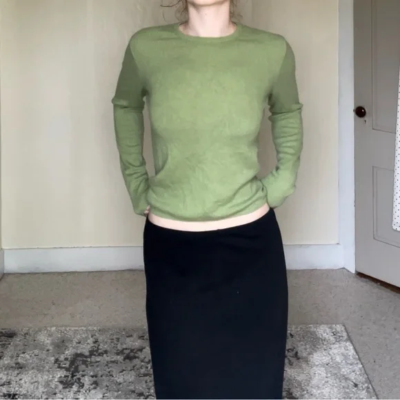 Charter Club 2 Ply 100% Cashmere Women's Green Sweater Shirt Soft Comfy Summer - Picture 8 of 14